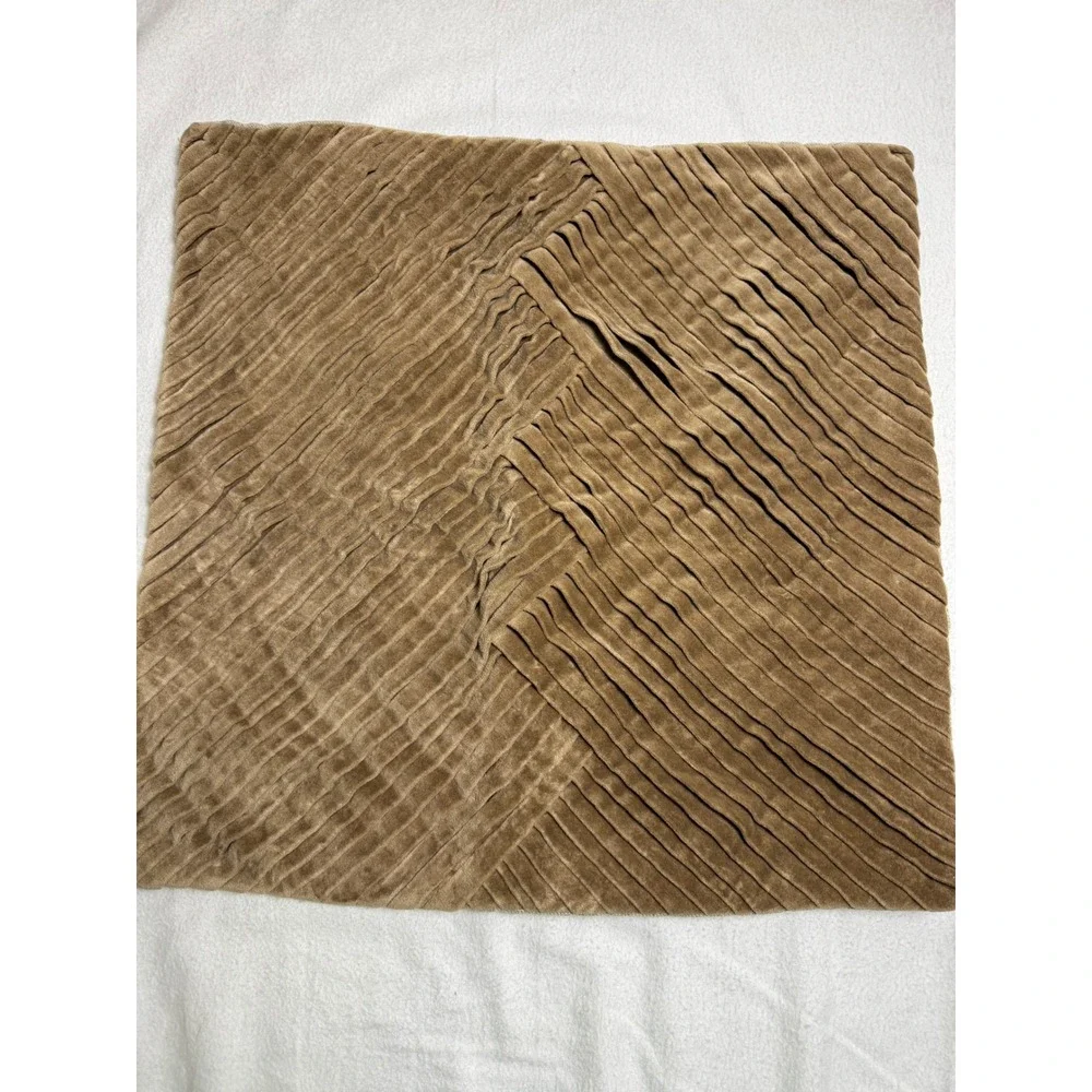 Williams Sonoma Home Pillow Cover 22x22 Brown Pleated Velvet Linen Back Square
